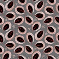 Seamless pattern of black feathers on a gray background, Chinese pattern.